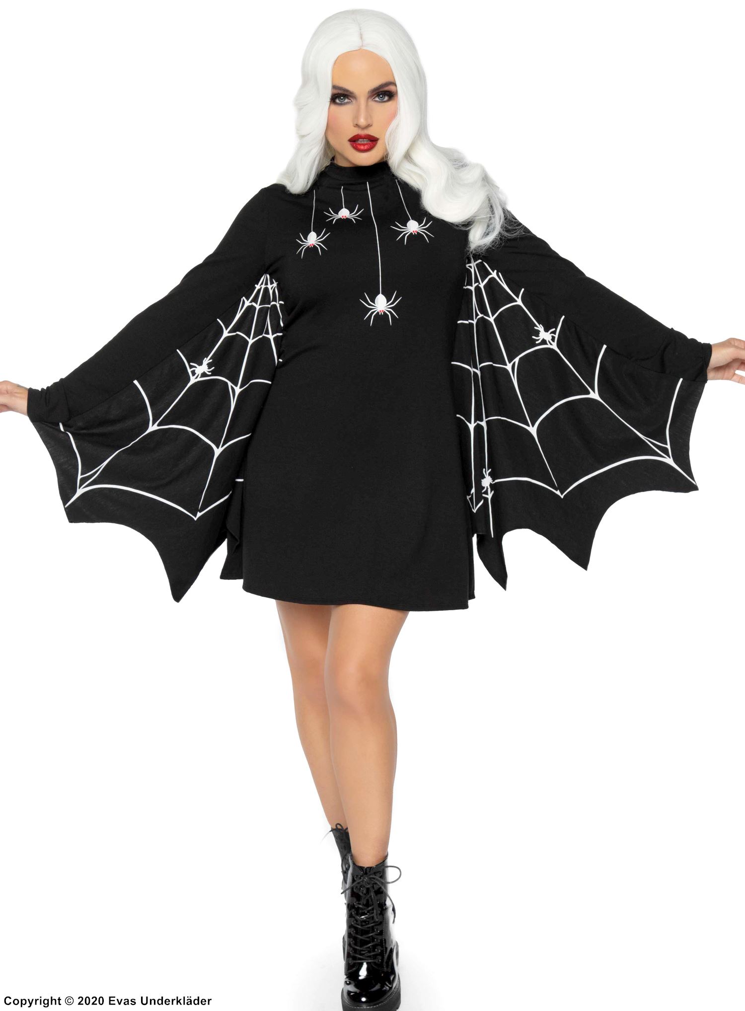 Maskeradklänning med spindelnät och långa ärmar